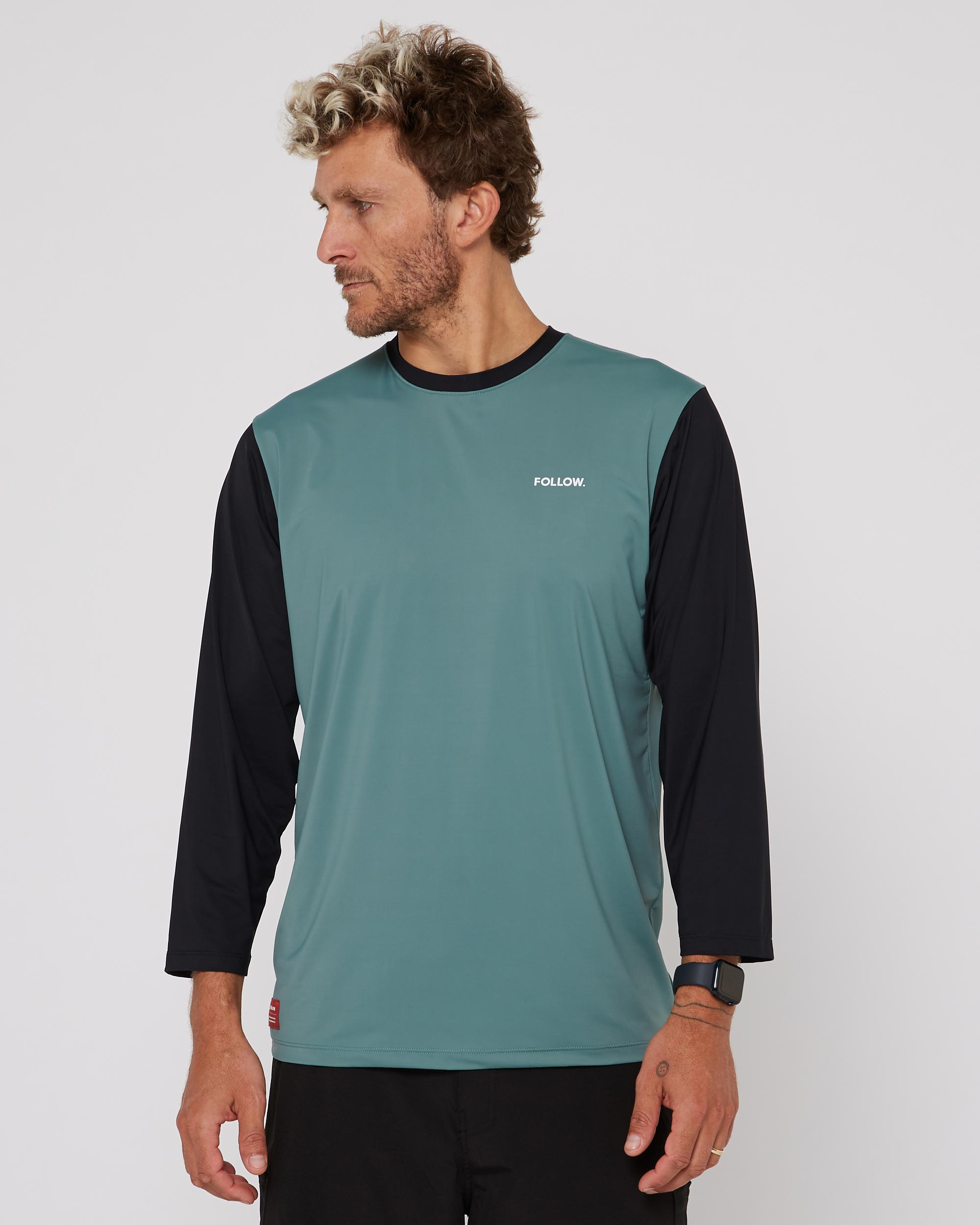 Unisex- Raglan Water 3/4 Tee- Black/Olive